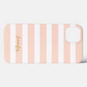 Coques Case-Mate iPhone Monogramme à rayures classiques rose et or (Verso (horizontal))
