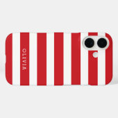 Coques Case-Mate iPhone Monogramme à rayures classiques rouges et blanches (Verso (horizontal))