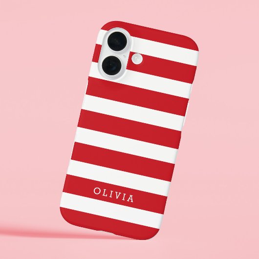 Coques Case-Mate iPhone Monogramme à rayures classiques rouges et blanches
