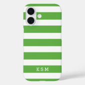 Coques Case-Mate iPhone Monogramme à rayures classiques vert et blanc (Verso)