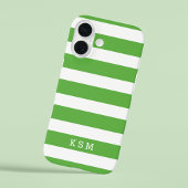 Coques Case-Mate iPhone Monogramme à rayures classiques vert et blanc