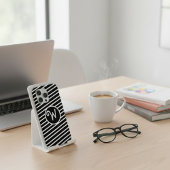 Coques Case-Mate iPhone Monogramme à rayures diagonales noires et blanches