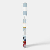 Coques Case-Mate iPhone Monogramme à rayures florales de Boho bleu poussié (Verso / Droite)