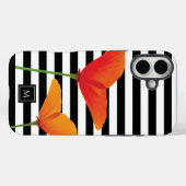 Coques Case-Mate iPhone Monogramme à rayures noires chic (Verso (horizontal))