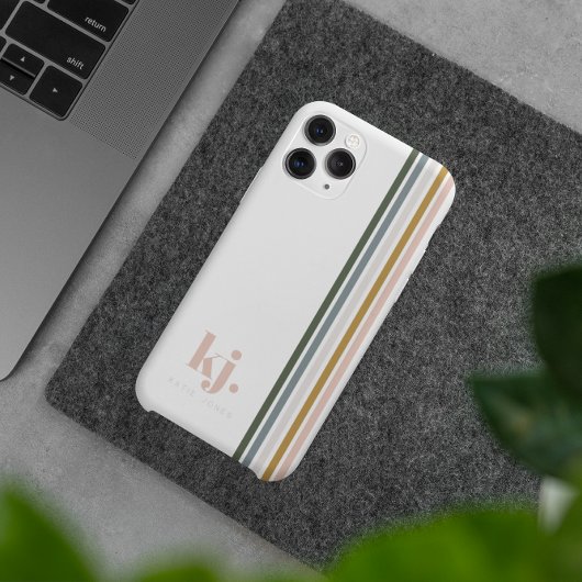 Coques Case-Mate iPhone Monogramme à rayures rétro chic