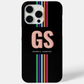Coques Case-Mate iPhone Monogramme à rayures rétro chic (Verso)