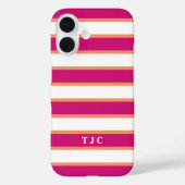 Coques Case-Mate iPhone Monogramme à rayures roses de framboise (Verso)