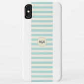 Coques Case-Mate iPhone Monogramme à rayures turquoise moderne bleu et crè (Dos)