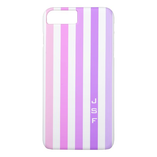 Coques Case-Mate iPhone Monogramme à rayures verticales rose et violet (Dos)