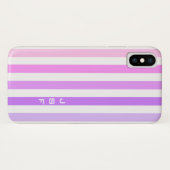Coques Case-Mate iPhone Monogramme à rayures verticales rose et violet (Dos (Horizontal))