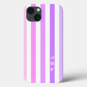 Coques Pour iPhone Monogramme à rayures verticales rose et violet