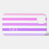 Coques Case-Mate iPhone Monogramme à rayures verticales rose et violet (Verso (horizontal))