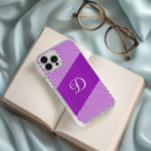 Coques Case-Mate iPhone Monogramme à rayures violettes modernes