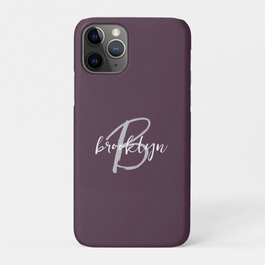 Coques Case-Mate iPhone Monogramme à sérigraphie prune violet gris blanc (Dos)