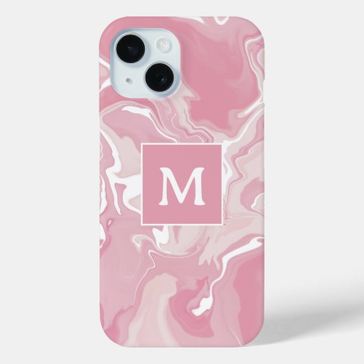 Coques Case-Mate iPhone Monogramme à spirale rose personnalisée (Verso)