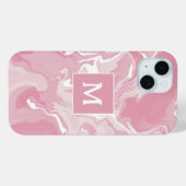 Coques Case-Mate iPhone Monogramme à spirale rose personnalisée (Verso (horizontal))