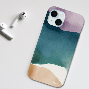 Coque Pour iPhone 15 Monogramme Abstrait Aquarelle Moderne