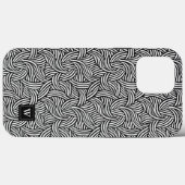 Coques Case-Mate iPhone Monogramme Abstrait de lignes noires et blanches (Verso (horizontal))