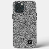Coques Case-Mate iPhone Monogramme Abstrait de lignes noires et blanches (Verso)