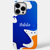 Coques Case-Mate iPhone Monogramme Abstrait de peinture bleu et orange (Verso)