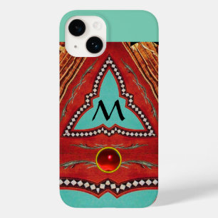 COQUES POUR iPhone MONOGRAMME ABSTRAIT DE TRIANGLE BLEU ROUGE