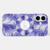 Coques Case-Mate iPhone Monogramme Abstrait Élégant Silky Blue Fractal (Verso (horizontal))