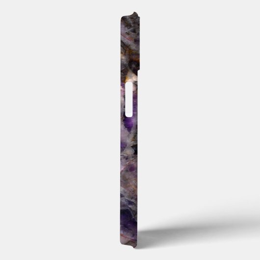 Coques Case-Mate iPhone monogramme Abstrait en marbre de quartz améthyste  (Verso / Droite)