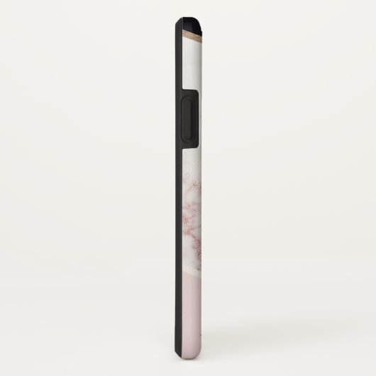 Coques Case-Mate iPhone Monogramme Abstrait en marbre or Rose (Dos/Droite)