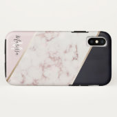 Coques Case-Mate iPhone Monogramme Abstrait en marbre or Rose (Dos (Horizontal))
