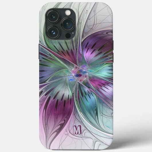 Coques Case-Mate iPhone Monogramme Abstrait floral coloré (Verso)