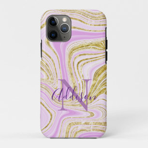 Case-Mate iPhone Case Monogramme Abstrait Gold Purple Swirl élégant