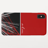 Coques Case-Mate iPhone Monogramme Abstrait moderne rouge noir et blanc (Dos (Horizontal))