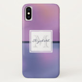 Coques Case-Mate iPhone Monogramme Abstrait moderne violet et rose (Dos)