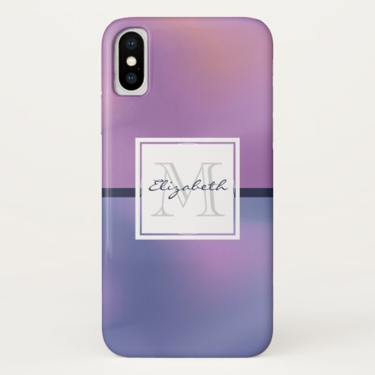 Coques Case-Mate iPhone Monogramme Abstrait moderne violet et rose (Dos)