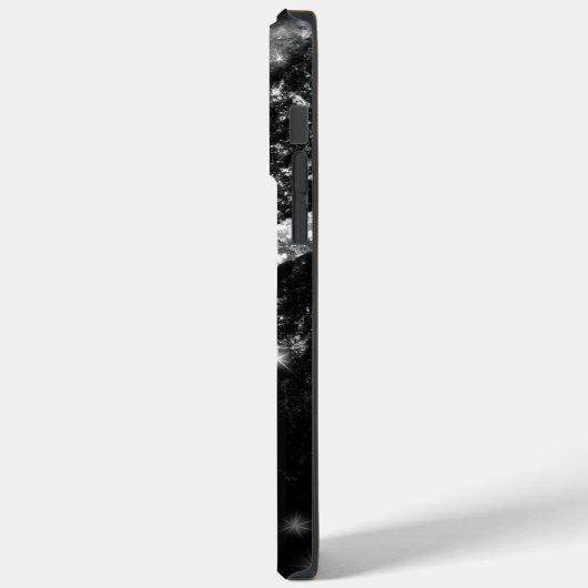 Coques Case-Mate iPhone Monogramme abstrait noir brillant argenté (Verso / Gauche)