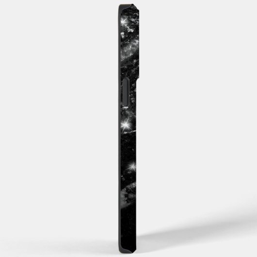 Coques Case-Mate iPhone Monogramme abstrait noir brillant argenté (Verso / Droite)