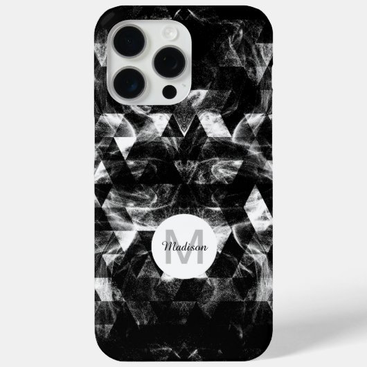 Coques Case-Mate iPhone Monogramme Abstrait noir et blanc géométrique (Verso)