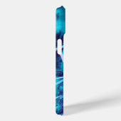 Coques Case-Mate iPhone Monogramme Abstrait Pinceau rose bleu (Verso / Droite)