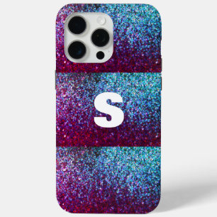 Coque iPhone 15 Pro Max Monogramme Abstrait Pink Purple Ombre