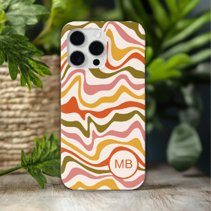 Coque iPhone 15 Pro Max Monogramme Abstrait Rayures Moderne Personnalisée