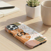 Coques Case-Mate iPhone Monogramme Abstrait Terre Cuite & Vert Milieu de S