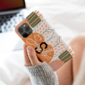 Coques Case-Mate iPhone Monogramme Abstrait Terre Cuite & Vert Milieu de S