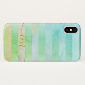 Coques Case-Mate iPhone Monogramme Abstrait Turquois rayures en Aquarelle (Dos (Horizontal))