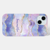 Coques Case-Mate iPhone Monogramme Agate Parties scintillant tendance bleu (Verso (horizontal))