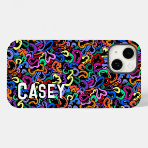 Coque Pour iPhone 14 Monogramme Ajouter Prénom Motif de bulles colorées
