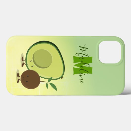 Coques Case-Mate iPhone Monogramme alimentaire Avocado mignon (Verso (horizontal))