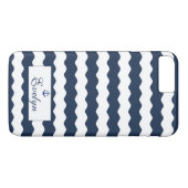 Coques Case-Mate iPhone Monogramme Ancre des vagues bleues (Dos (Horizontal))
