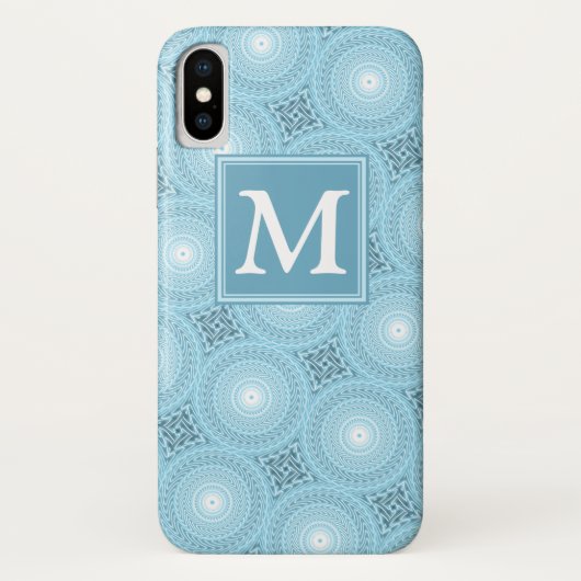 Coques Case-Mate iPhone Monogramme ange bleu cercles motif (Dos)