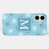 Coques Case-Mate iPhone Monogramme ange bleu cercles motif (Verso (horizontal))
