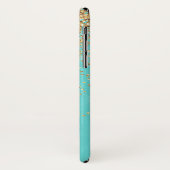 Coques Case-Mate iPhone Monogramme Aqua Blue Gold Parties scintillant Conf (Dos/Gauche)